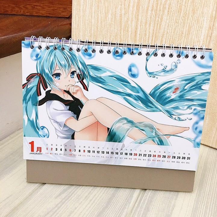 (Lịch 2020 - mẫu 2) Lịch Miku Hatsune in ảnh đẹp anime chibi idols lịch để bàn