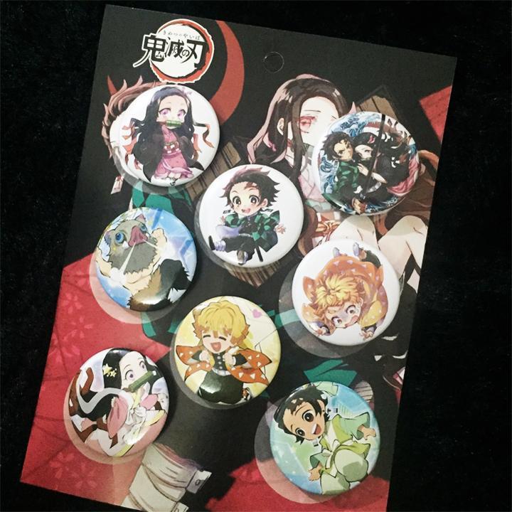 Bảng huy hiệu Kimetsu no Yaiba Thanh gươm diệt quỷ 8 chiếc anime chibi dễ thương huy hiệu cài áo đẹp