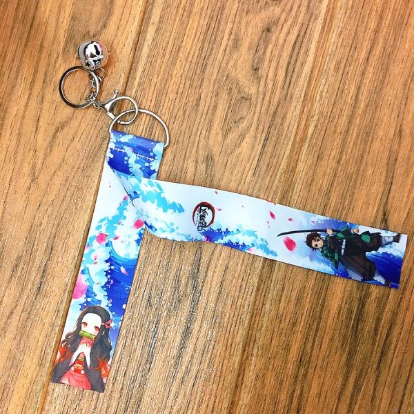 Nametag Kimetsu no Yaiba Thanh gươm diệt quỷ gắn chuông lục lạc in hình 2 mặt