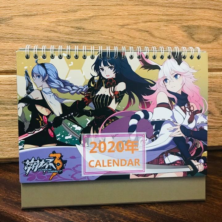 (Lịch 2020) Lịch Honkai Impact 3 in ảnh đẹp anime chibi idols lịch để bàn