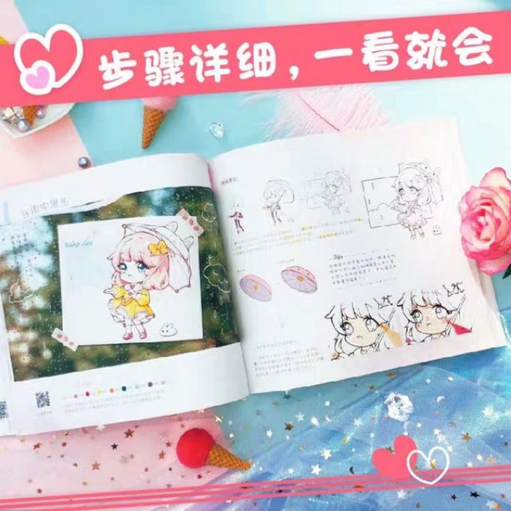 Giáo trình dạy vẽ chibi thiếu nữ ngọt ngào tóc vàng Tập Artbook dễ thương - manga anime