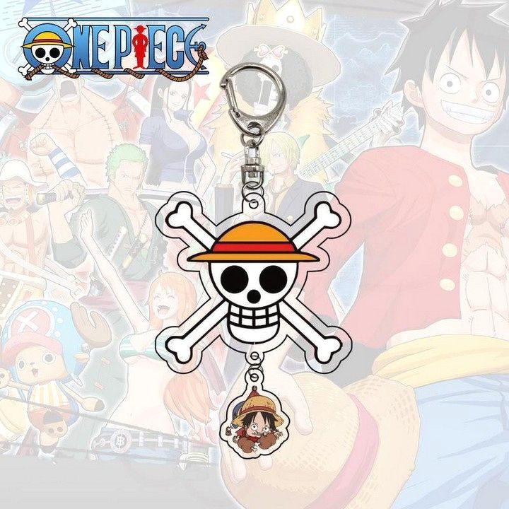 Móc khóa One Piece mica 2 mảnh anime chibi Đảo hải tặc