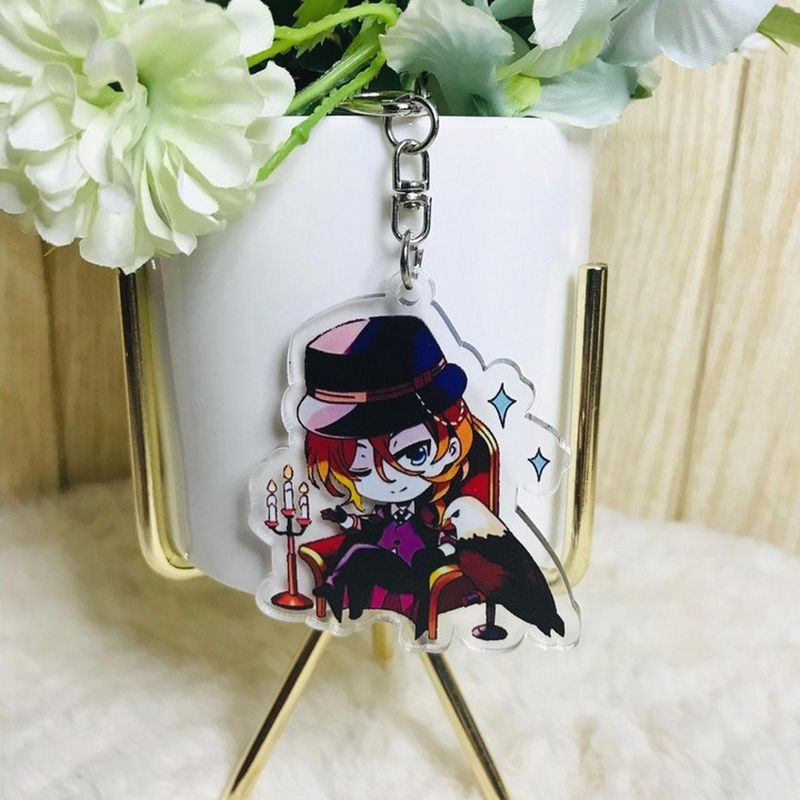 ( Mica trong ) Móc khóa Bungou Stray Dogs Văn hào lưu lạc quà tặng xinh xắn dễ thương anime chibi