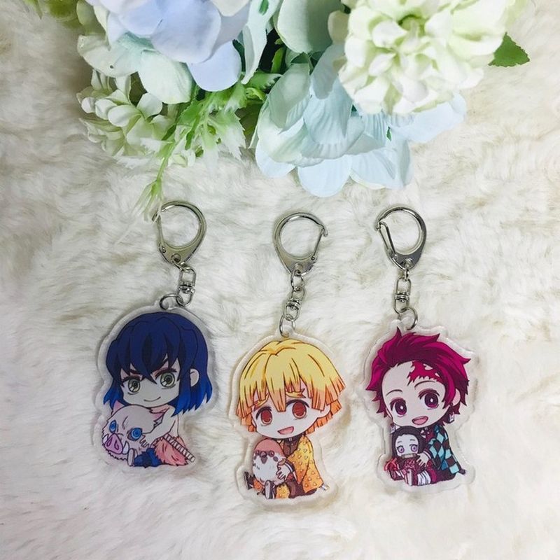 ( Mica trong ) Móc khóa Kimetsu no Yaiba Thanh Gươm Diệt Quỷ ver ngồi quà tặng xinh xắn dễ thương anime chibi