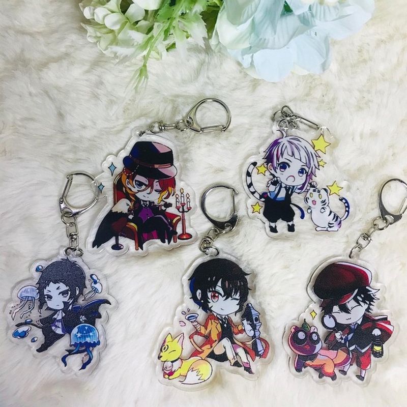 ( Mica trong ) Móc khóa Bungou Stray Dogs Văn hào lưu lạc quà tặng xinh xắn dễ thương anime chibi
