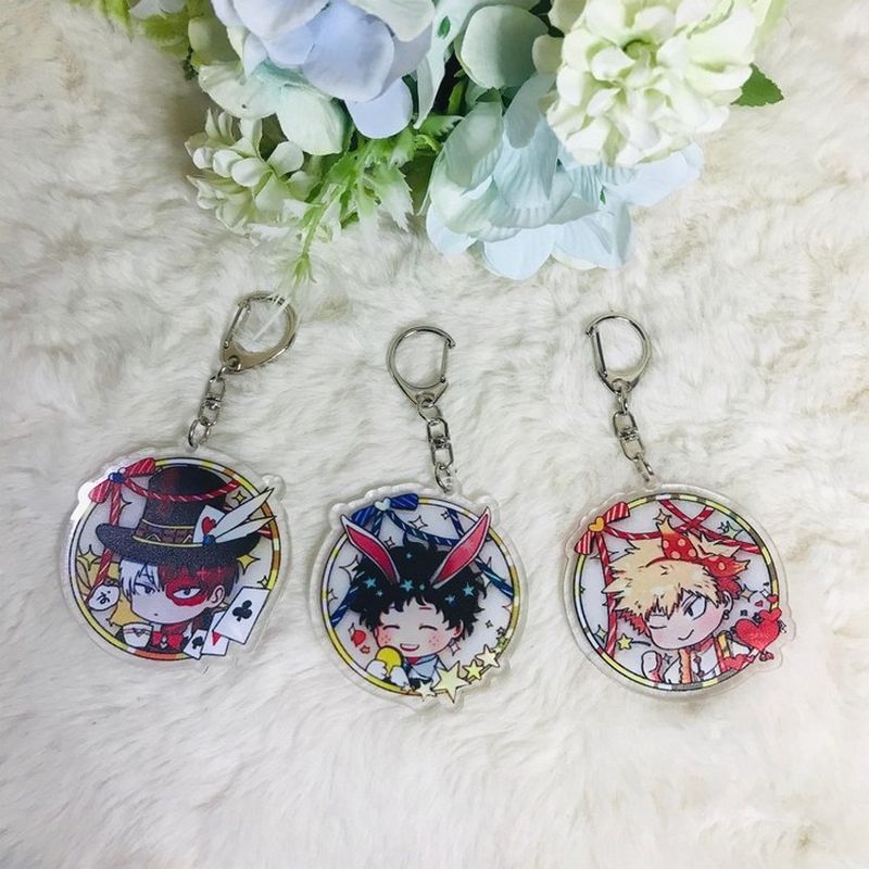 ( Mica trong ) Móc khóa Boku no Hero Academia ver viền tròn tai thú quà tặng xinh xắn dễ thương anime chibi