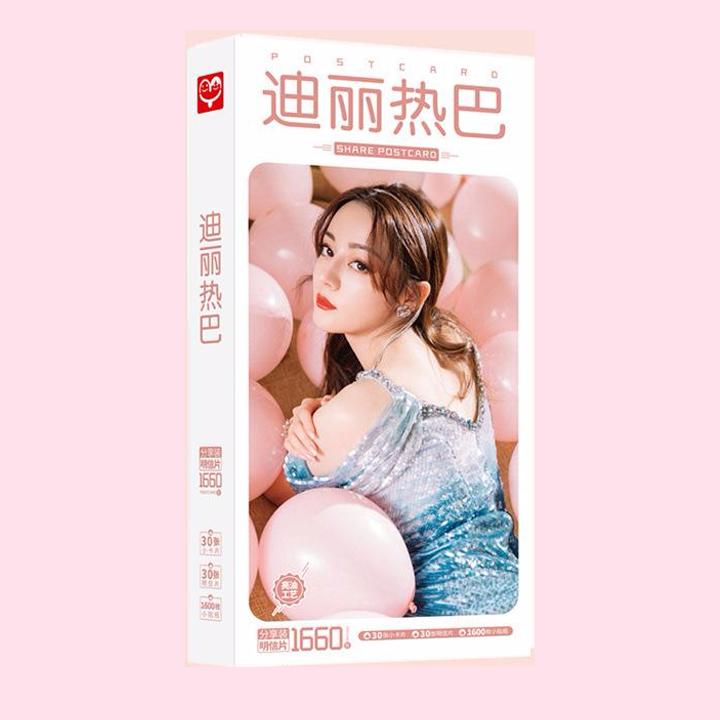 Hộp ảnh Postcard Địch Lệ Nhiệt Ba có lomo sticker in hình thần tượng quà tặng xinh xắn dễ thương