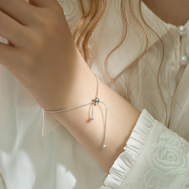 Vòng tay nơ hồ lô xuyến chi lắc tay bạc nữ phong cách Hàn Quốc xinh xắn dễ thương