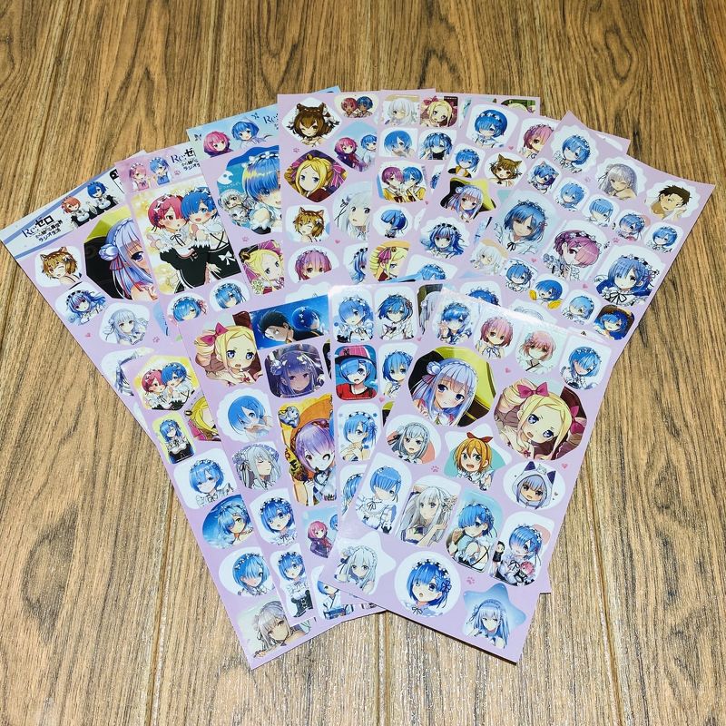 Ảnh dán 12 tấm sticker Re:Zero Bắt đầu lại ở thế giới khác album ảnh anime idol dễ thương