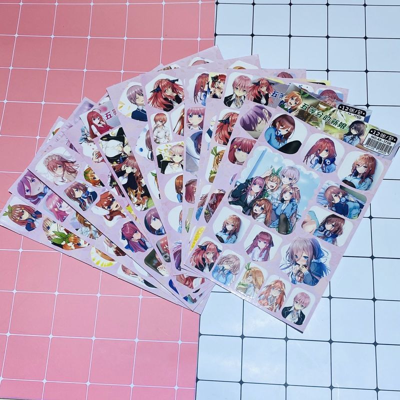 Ảnh dán 12 tấm sticker Gotoubun no Hanayome Nhà có năm nàng dâu album ảnh anime idol dễ thương