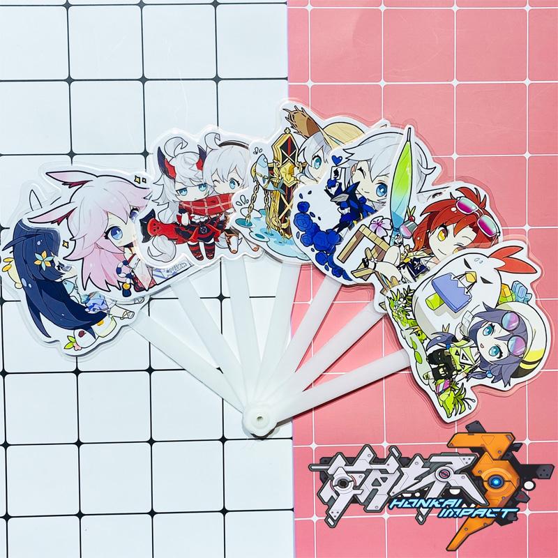 (Đầu To) Quạt Honkai Impact 3 xòe cầm tay ảnh đẹp in hình anime chibi