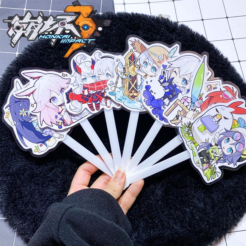 (Đầu To) Quạt Honkai Impact 3 xòe cầm tay ảnh đẹp in hình anime chibi