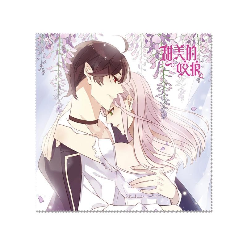 Khăn lau kính Vết Cắn Ngọt Ngào ảnh đẹp in hình anime chibi quà tặng xinh xắn dễ thương