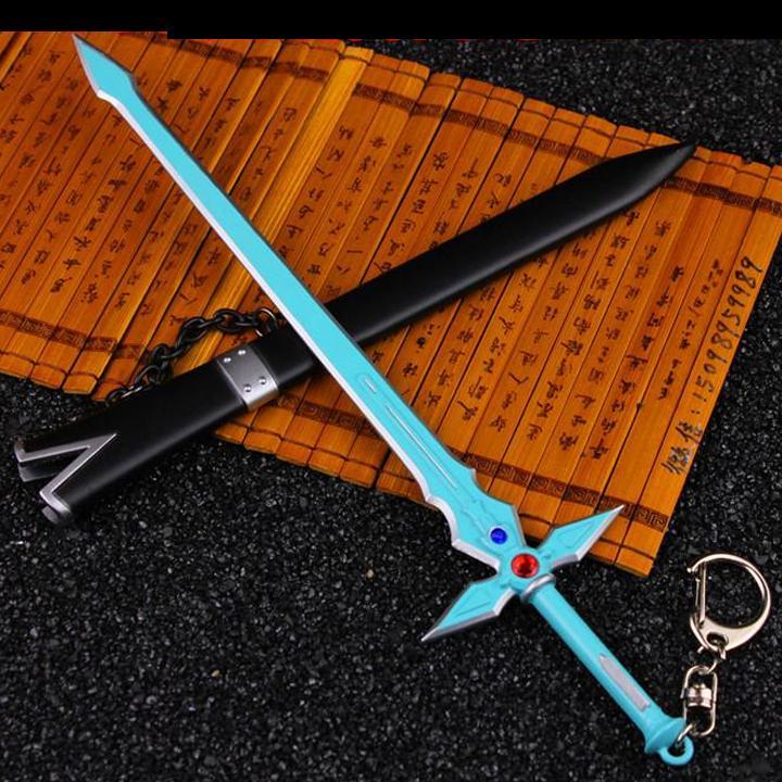 Mô hình móc khóa kiếm Sword Art Online màu xanh quà tặng anime trưng bày