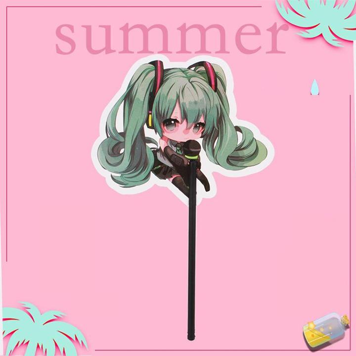 (Nhựa cán 20) Quạt Miku Hatsune cầm tay in hình anime chibi