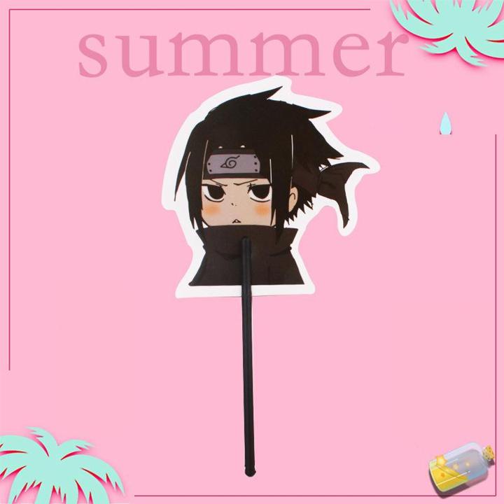 (Nhựa cán 20) Quạt Naruto Sasuke cầm tay in hình anime chibi