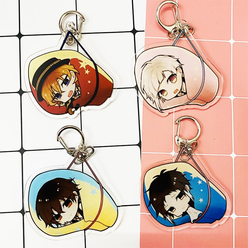 ( Mica trong ) Móc khóa Bungou Stray Dogs Văn hào lưu lạc ver cuốn chăn quà tặng xinh xắn dễ thương anime chibi