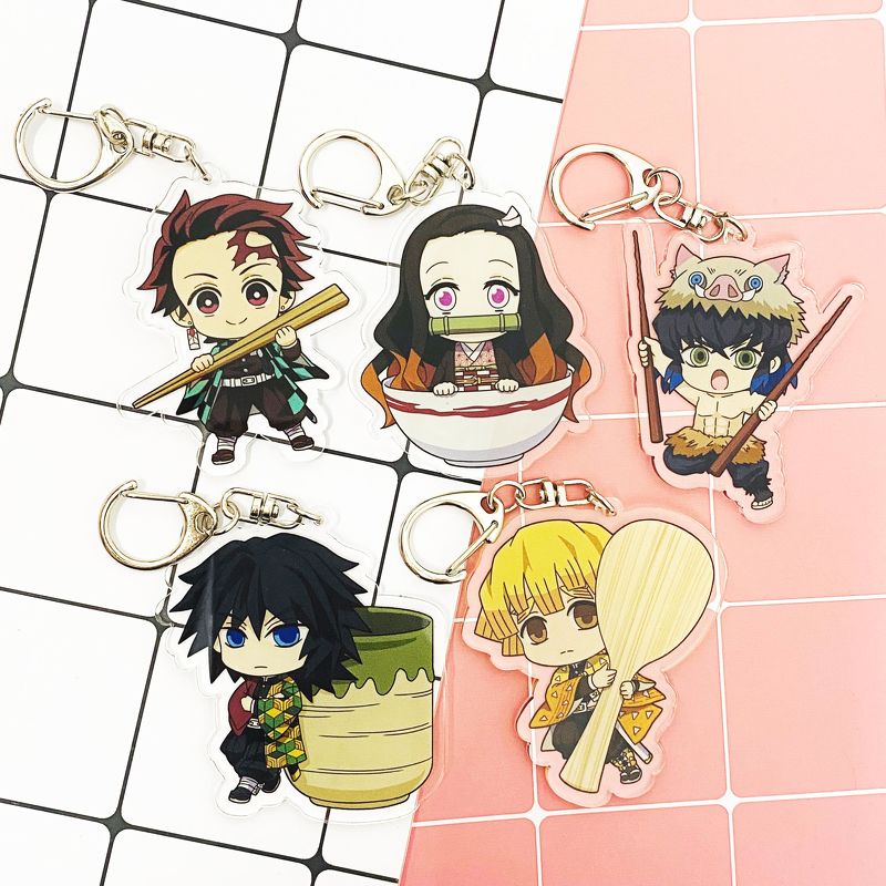 ( Mica trong ) Móc khóa Kimetsu no Yaiba Thanh gươm diệt quỷ ver ăn quà tặng xinh xắn dễ thương anime chibi