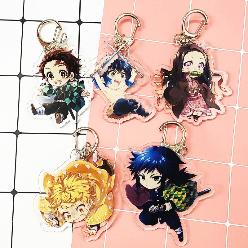 ( Mica trong 2 ) Móc khóa Kimetsu no Yaiba Thanh gươm diệt quỷ ver 1 người quà tặng xinh xắn dễ thương anime chibi