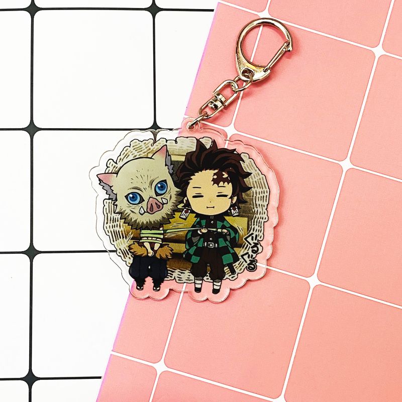 ( Mica trong ) Móc khóa Kimetsu no Yaiba Thanh gươm diệt quỷ ver nền cute quà tặng xinh xắn dễ thương anime chibi