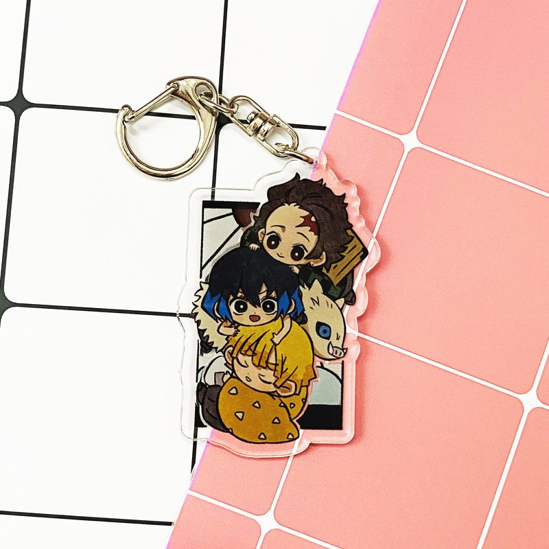 ( Mica trong ) Móc khóa Kimetsu no Yaiba Thanh gươm diệt quỷ ver nền cute quà tặng xinh xắn dễ thương anime chibi