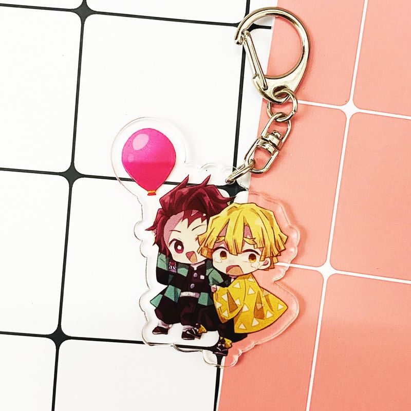 ( Mica trong ) Móc khóa Kimetsu no Yaiba Thanh gươm diệt quỷ ver nền cute quà tặng xinh xắn dễ thương anime chibi
