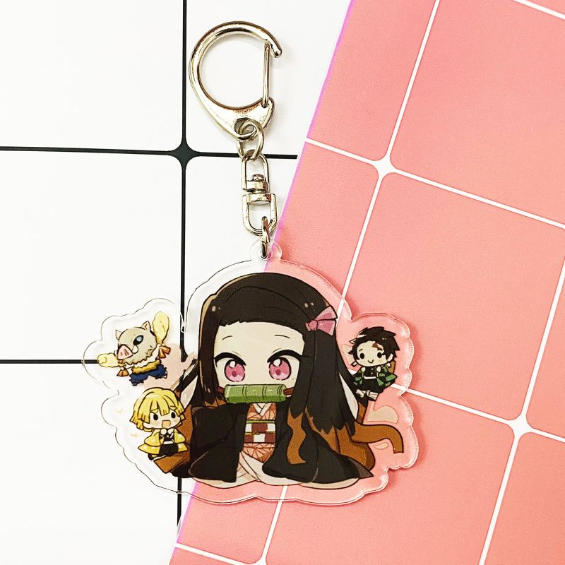 ( Mica trong ) Móc khóa Kimetsu no Yaiba Thanh gươm diệt quỷ ver nền cute quà tặng xinh xắn dễ thương anime chibi