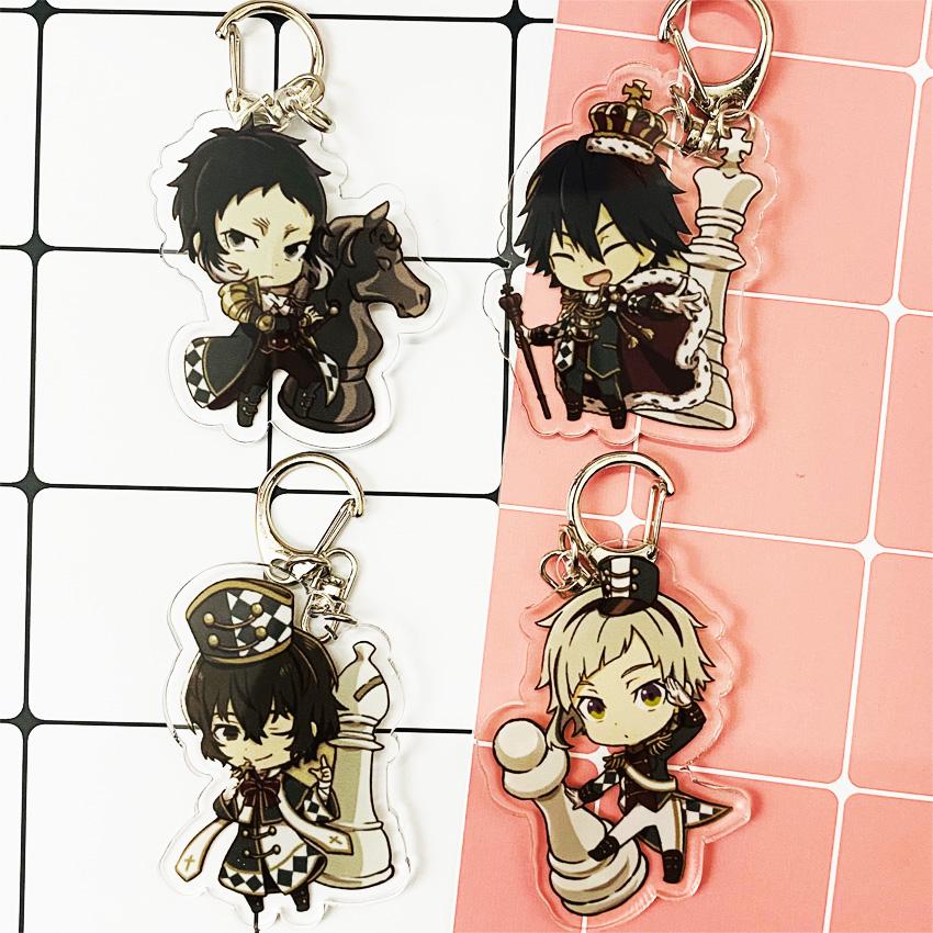 ( Mica trong ) Móc khóa Bungou Stray Dogs Văn hào lưu lạc ver cờ vua quà tặng xinh xắn dễ thương anime chibi