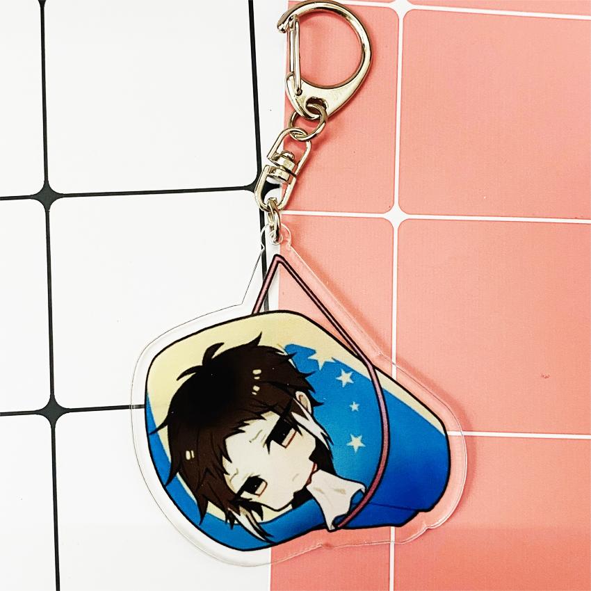 ( Mica trong ) Móc khóa Bungou Stray Dogs Văn hào lưu lạc ver cuốn chăn quà tặng xinh xắn dễ thương anime chibi