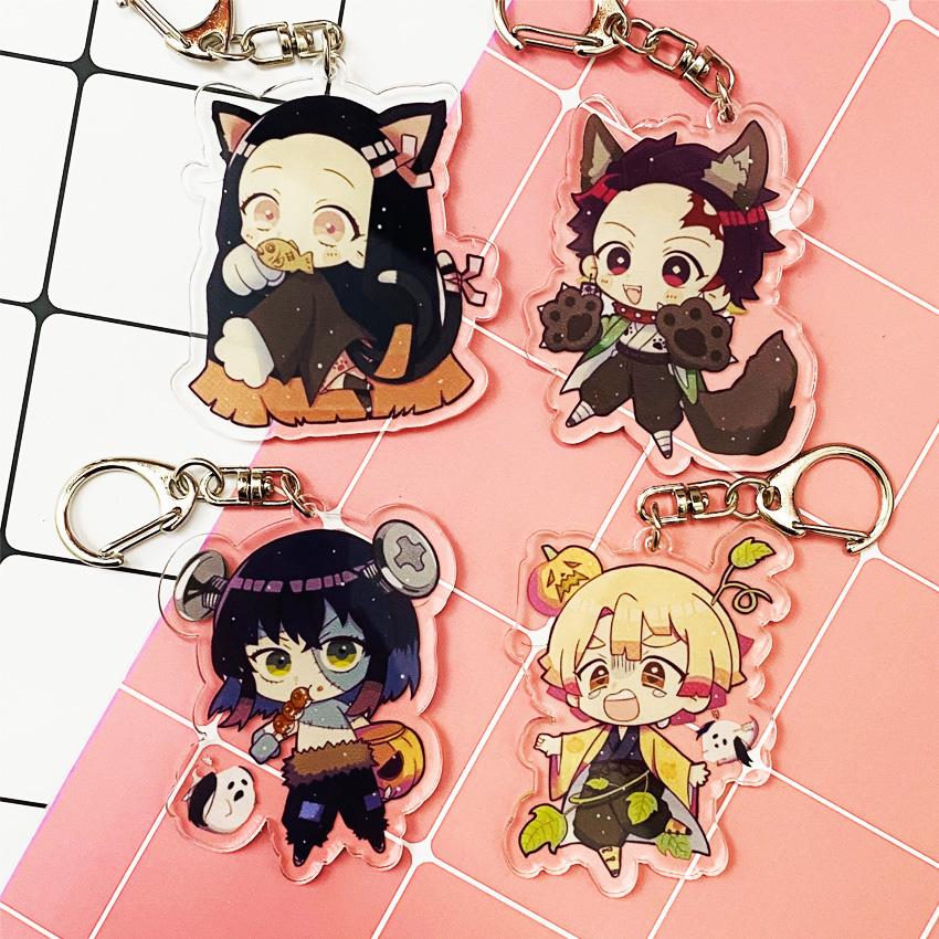 ( Mica trong ) Móc khóa Kimetsu no Yaiba Thanh gươm diệt quỷ ver Halloween quà tặng xinh xắn dễ thương anime chibi