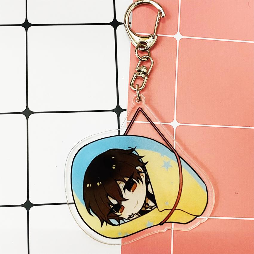 ( Mica trong ) Móc khóa Bungou Stray Dogs Văn hào lưu lạc ver cuốn chăn quà tặng xinh xắn dễ thương anime chibi