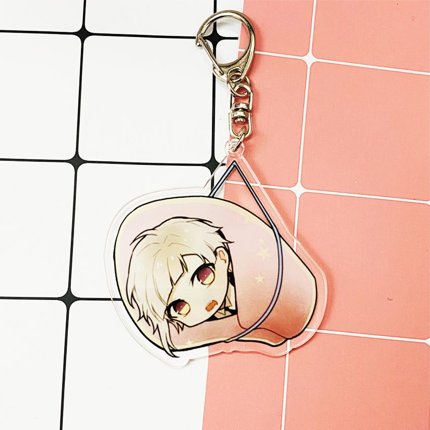 ( Mica trong ) Móc khóa Bungou Stray Dogs Văn hào lưu lạc ver cuốn chăn quà tặng xinh xắn dễ thương anime chibi
