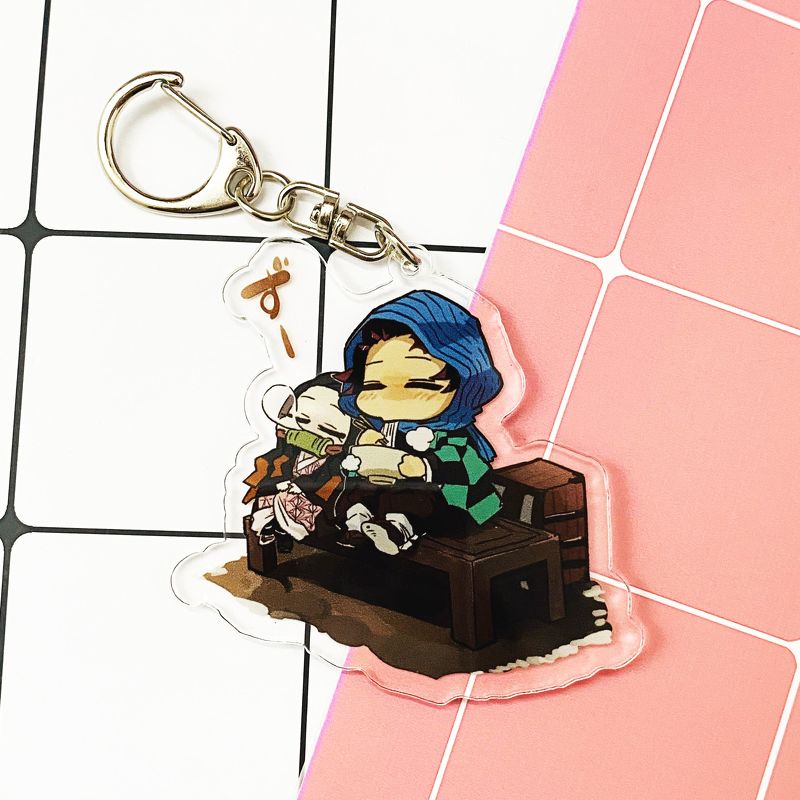 ( Mica trong ) Móc khóa Kimetsu no Yaiba Thanh gươm diệt quỷ ver nền cute quà tặng xinh xắn dễ thương anime chibi