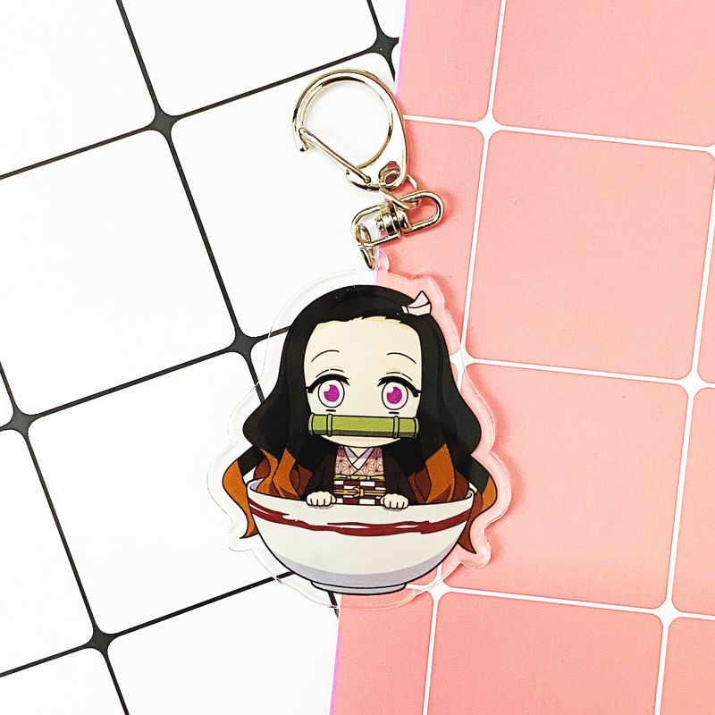 ( Mica trong ) Móc khóa Kimetsu no Yaiba Thanh gươm diệt quỷ ver ăn quà tặng xinh xắn dễ thương anime chibi