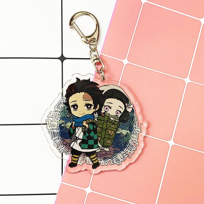 ( Mica trong ) Móc khóa Kimetsu no Yaiba Thanh gươm diệt quỷ ver nền cute quà tặng xinh xắn dễ thương anime chibi