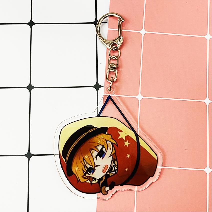 ( Mica trong ) Móc khóa Bungou Stray Dogs Văn hào lưu lạc ver cuốn chăn quà tặng xinh xắn dễ thương anime chibi