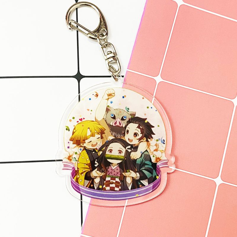 ( Mica trong ) Móc khóa Kimetsu no Yaiba Thanh gươm diệt quỷ ver nền cute quà tặng xinh xắn dễ thương anime chibi
