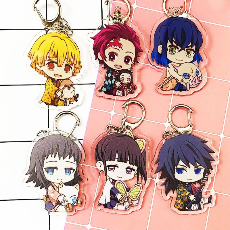 ( Mica trong 2 ) Móc khóa Kimetsu no Yaiba Thanh gươm diệt quỷ ver ngồi quà tặng xinh xắn dễ thương anime chibi