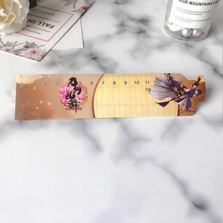 Thước kẻ Touken Ranbu dụng cụ học tập bookmark tiện lợi in hình anime chibi
