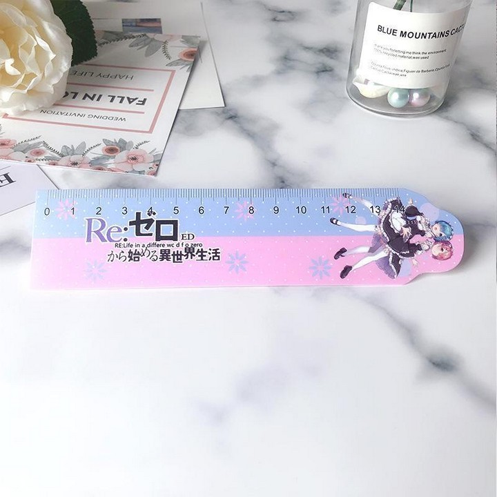 Thước kẻ Re:zero dụng cụ học tập bookmark tiện lợi in hình anime chibi