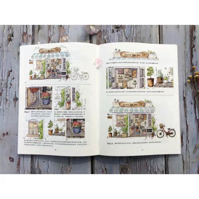 Tập Artbook dạy vẽ anime nhà cửa trang trí phong cách Nhật Bản dễ thương