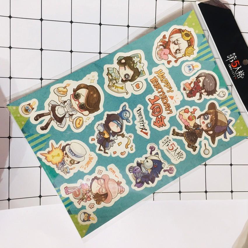 Bảng Sticker Identity V Nhân Cách Thứ Năm bìa xanh in hình anime chibi