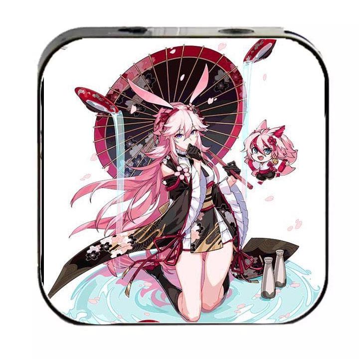 Máy nghe nhạc Honkai Impact 3 cầm tay mini tặng tai nghe cắm dây có mic và dây sạc mp3 anime chibi
