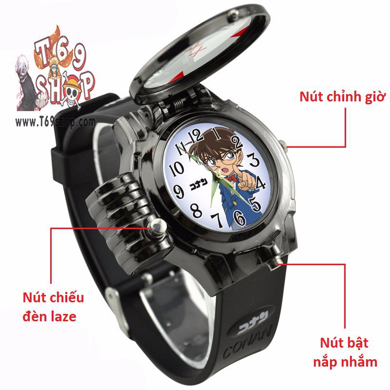 Đồng hồ trẻ em Conan Thám Tử Lừng Danh đeo tay bắn laser định vị anime
