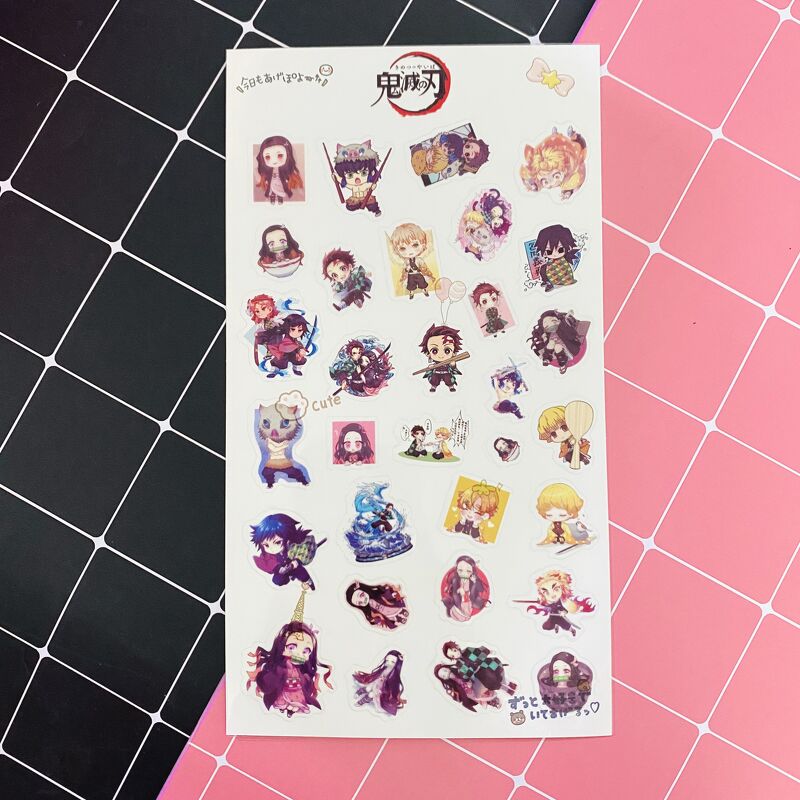 Ảnh dán trong 1 tấm sticker anime chibi dễ thương quà tặng trang trí xinh xắn