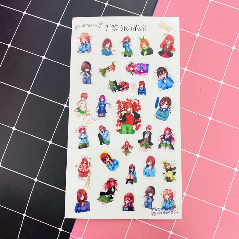 Ảnh dán trong 1 tấm sticker anime chibi dễ thương quà tặng trang trí xinh xắn