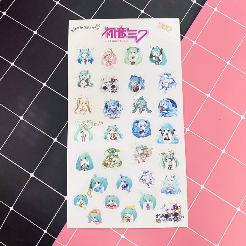 Ảnh dán trong 1 tấm sticker anime chibi dễ thương quà tặng trang trí xinh xắn