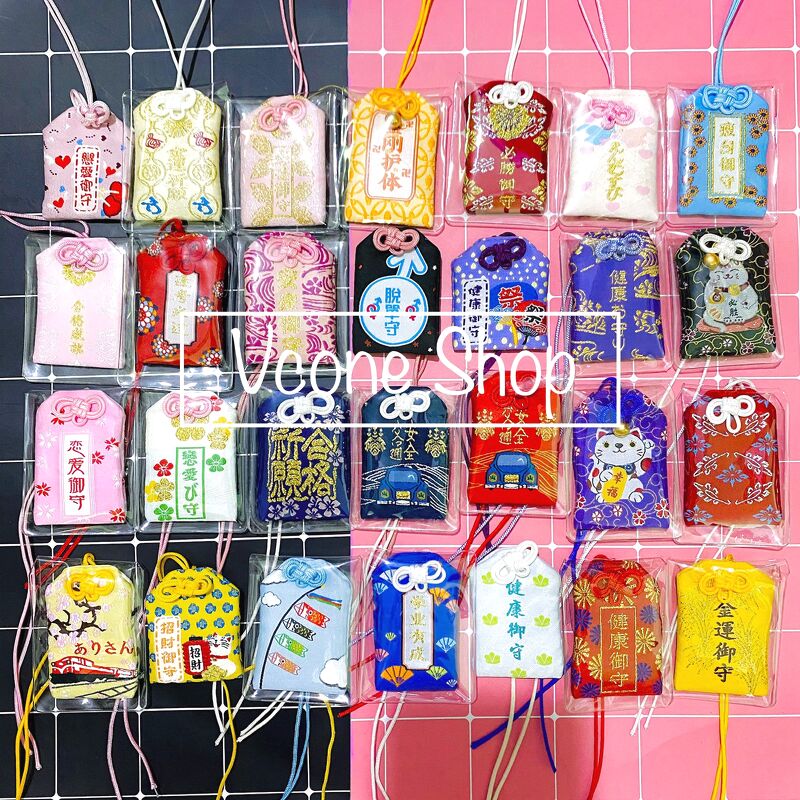 Túi gấm Omamori may mắn có kèm túi chống nước Túi Phước May Mắn Omamori móc khóa treo trang trí