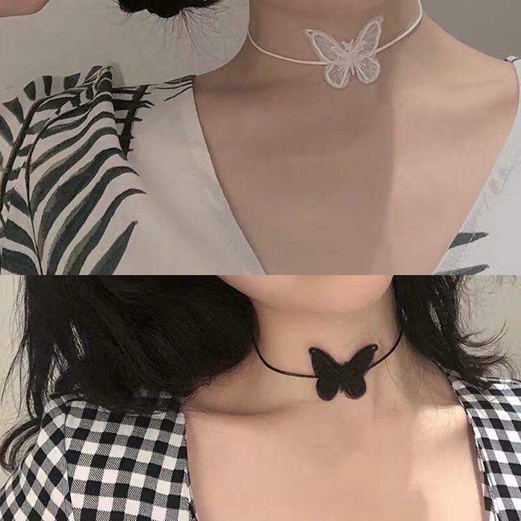 ( 3 mẫu ) Vòng cổ chocker khuyên tai kẹp tóc Bướm REN đen trắng vải thời trang dự tiệc sang chảnh xinh xắn 