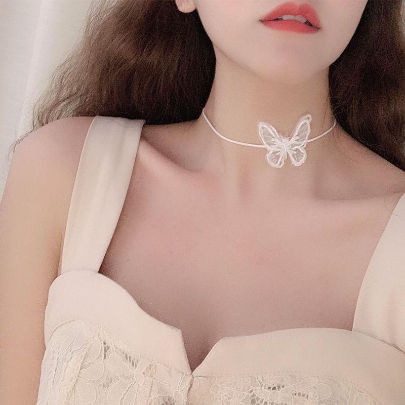 ( 3 mẫu ) Vòng cổ chocker khuyên tai kẹp tóc Bướm REN đen trắng vải thời trang dự tiệc sang chảnh xinh xắn 